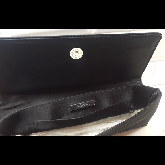 NWOT KATE LANDRY Black Satin Evening Bag Clutch - Picture 6 of 7